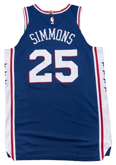 2017 Ben Simmons Game Used & Photo Matched Philadelphia 76ers Blue Jersey Used on 11/3/2017 For 2nd Career Triple Double (Fanatics/76ers COA & Sports Investors)